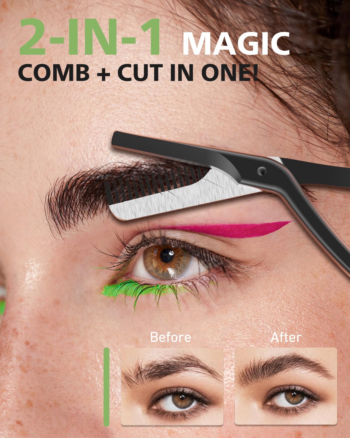 BALUCA Eyebrow Scissors with Comb | Professional Stainless Steel Eyebrow Trimmer for Women & Men | Dual-Design Precision Eye Bro