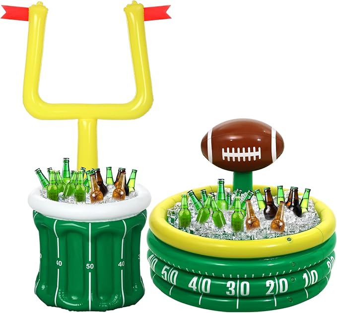 Bencailor 2 Pcs Inflatable Football Cooler for Parties Blow up Drink Rugby Cooler Party Decorations Football Party Supplie...
