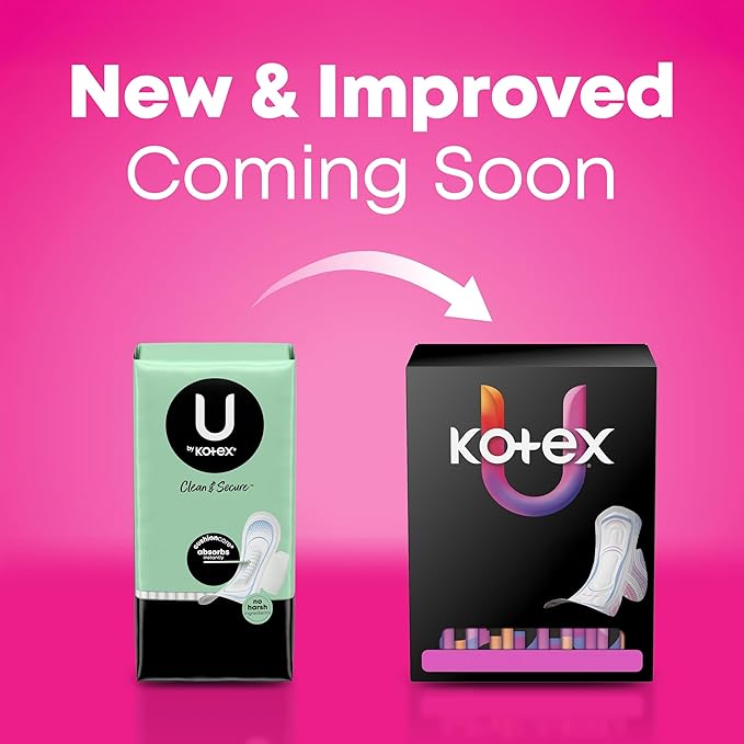 U by Kotex Clean & Secure Ultra Thin Pads with Wings, Heavy Absorbency, 192 Count (6 Packs of 32) (Packaging May Vary)