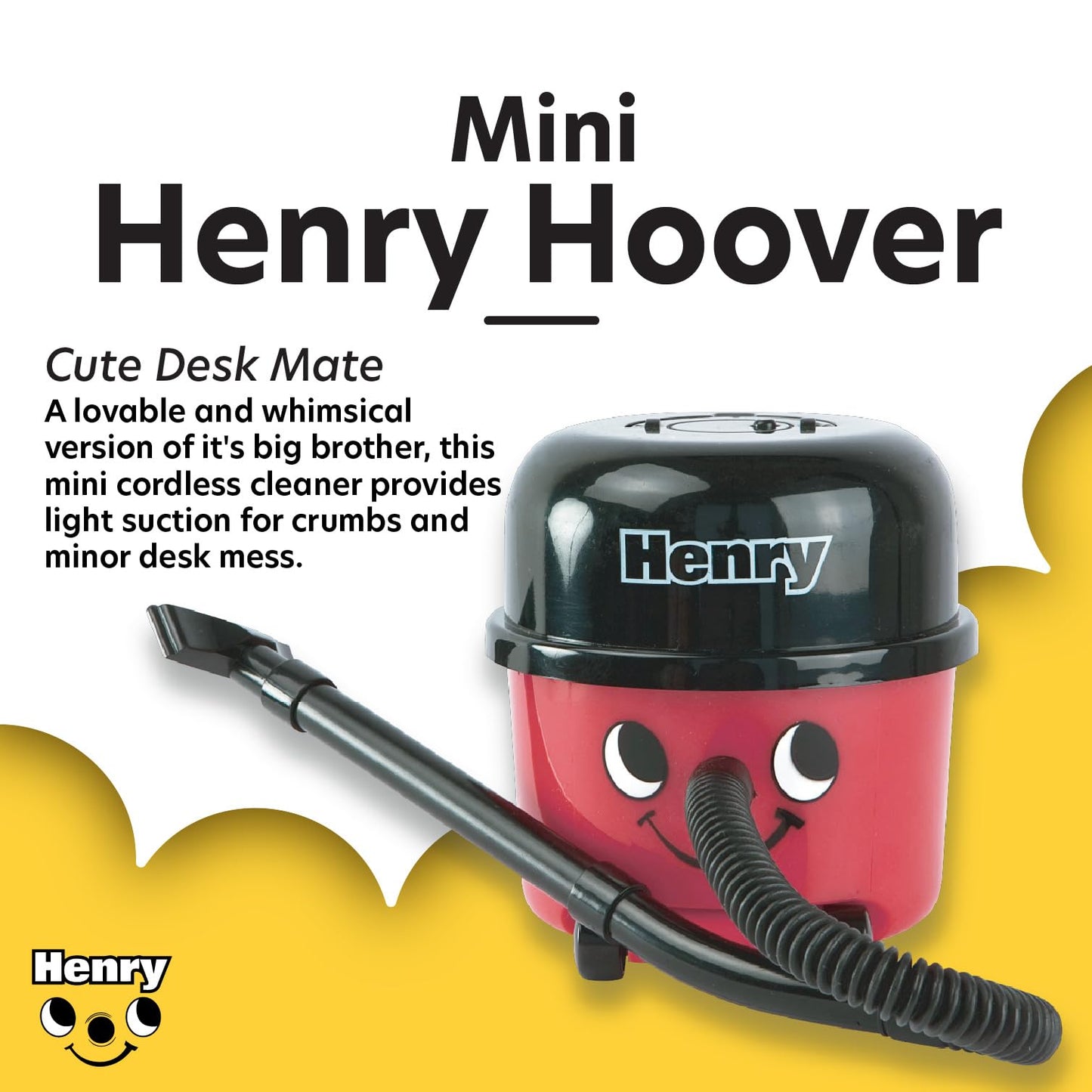 Paladone Henry Hoover Desk Mini Vacuum - Novelty Desktop Cleaner, Coordless Keyboard & Computer Cleaner