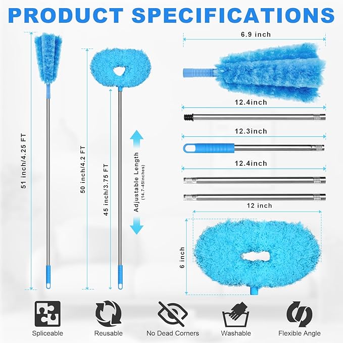 Storystore Ceiling Fan Cleaner Duster and Feather Dusters for Cleaning Dust and Cobweb(4-Claw and Round)
