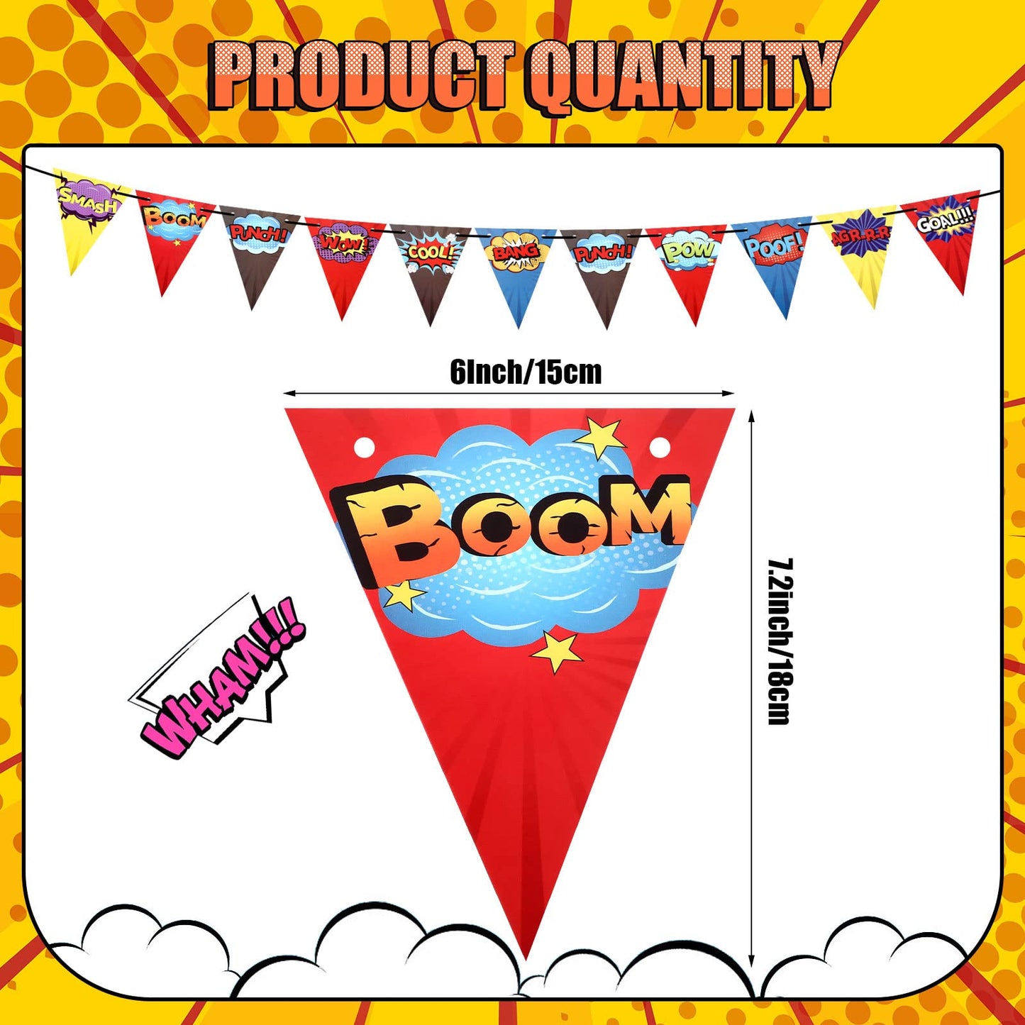 Breling 4 Pcs Hero Birthday Party Banner Decorations Hero Paper Pennant Banner Garland Decor for Kids Boys Birthday Party Supplies Baby Shower Wall Decoration