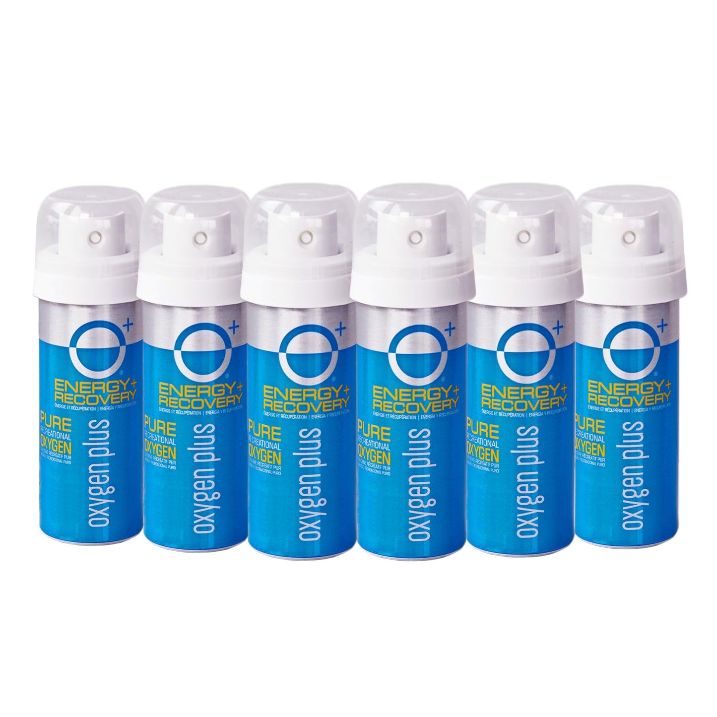 Oxygen Plus – O+ Mini 6 Pack | Portable Oxygen Can | Filled with 99.5% Pure O2 | Natural Wellness Supplement to Boost Energy & Recovery | 5+ Uses Per 1.55 Liter Cans
