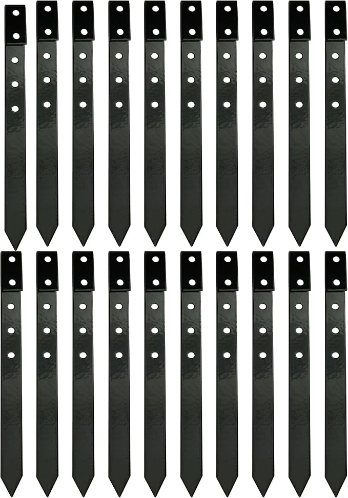 LIDUOMINIKE 60Pcs Metal Garden Landscape Edging Stakes,Black,10 Inch Fence Stakes,Anchoring Spikes，Metal Spikes for Ground,Terrace Board, Grass Barrier, Landscaping Edging，Tent Anchoring (Black2, 60)