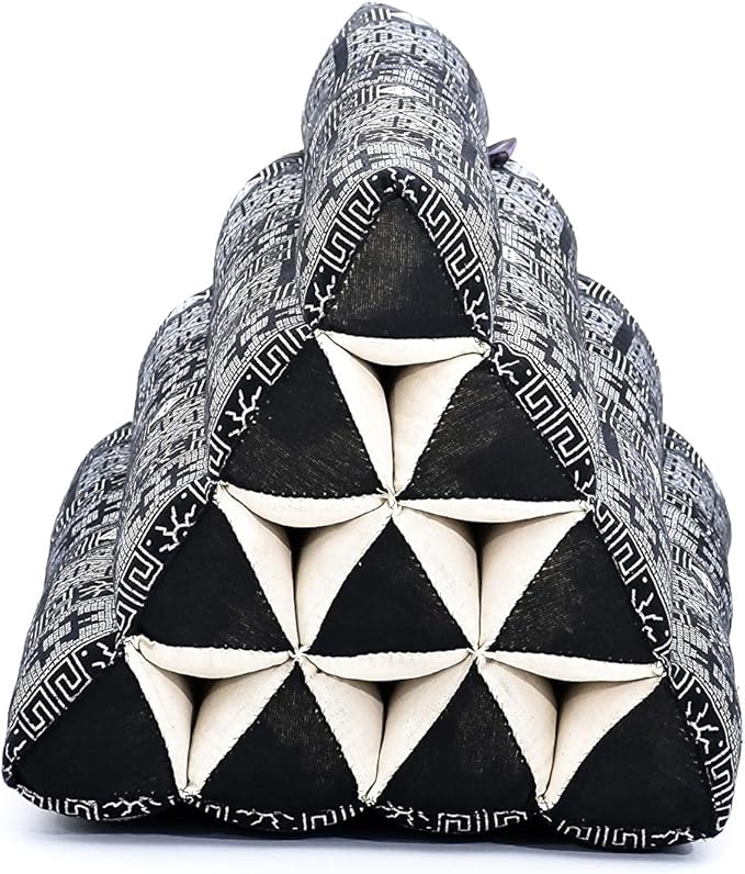 Leewadee Triangle Cushion – Comfortable Backrest for TV or Reading, Incline Pillow for Relaxing Made of Eco-Friendly Kapok, 20 x 13 inches, Black