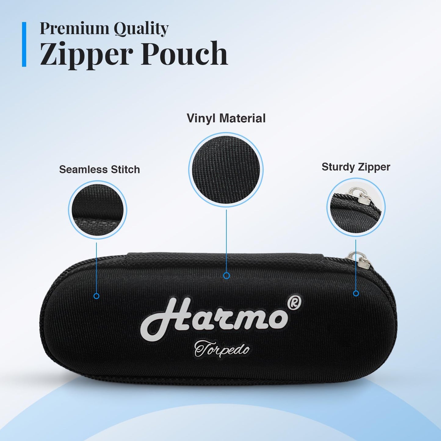 Harmonica Case Chromatic Harmonica - Black Zip Pouch (10 Hole Diatonic)