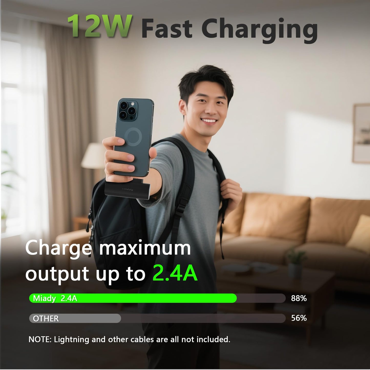 Miady 2-Pack 5000Mah Mini Portable Charger With Built-In Type C Connector, 5V 2.4A Usb-C Output Fast Charging Small Power Bank,