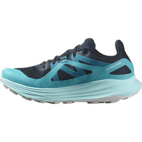 Salomon Women’s Ultra Flow Trail Running Shoes - Carbon/Peacock Blue/White - 5