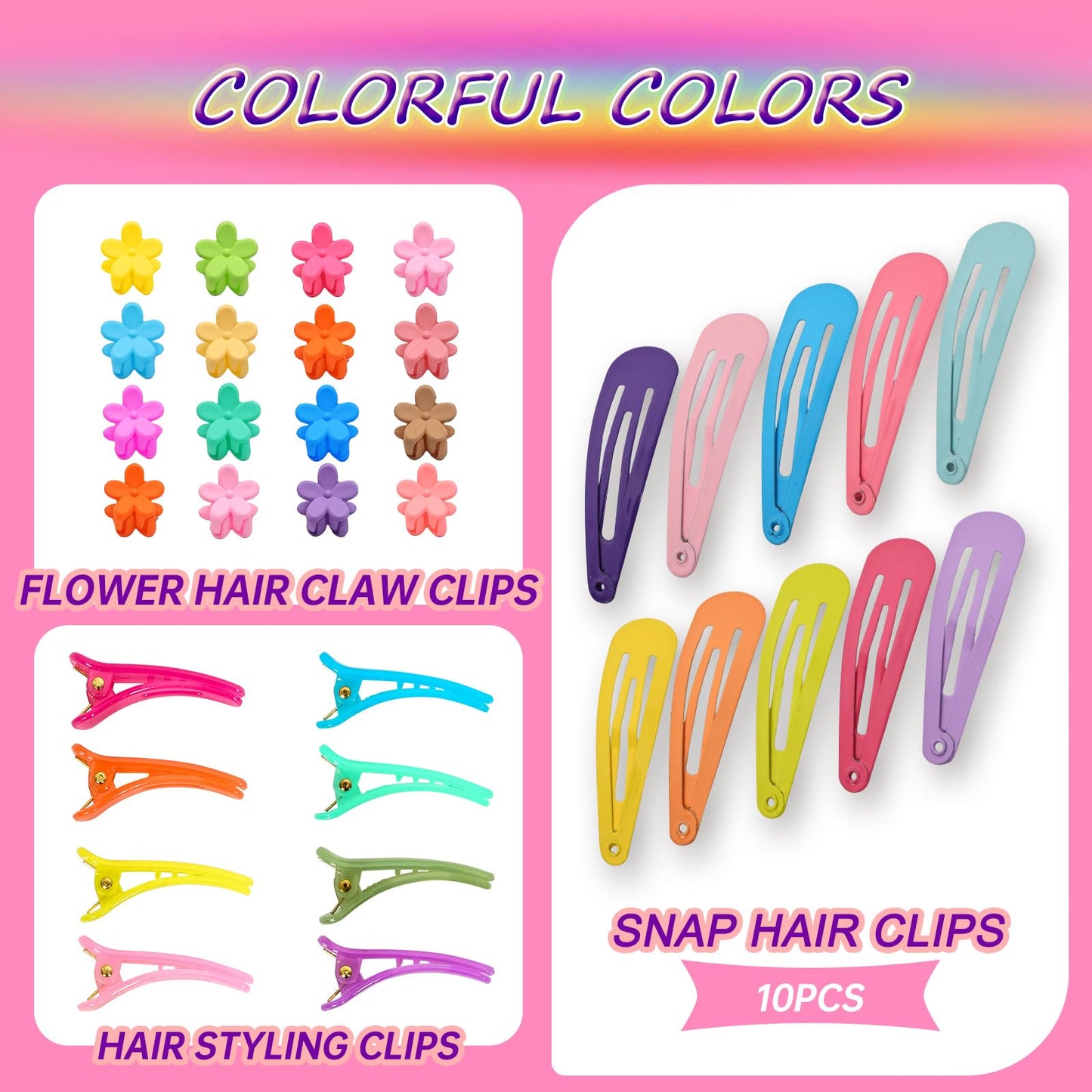 Girl Hair Accessories Set, Toddler Colorful Elastic Hair Ties Small Elastic Rubber Bands for Hair Baby Hair Ties Set with Hair Clips