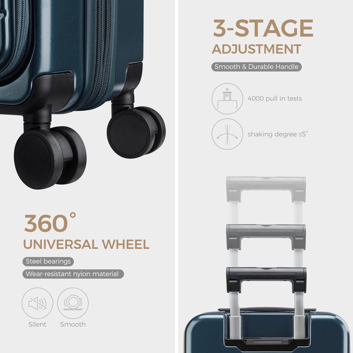 CASELLY Carry on Luggage Top opening Suitcases, Expandable with Cup Holder and USB Charging Port,Lightweight with Front Pocket Rolling Suitcases with Spinner Wheels
