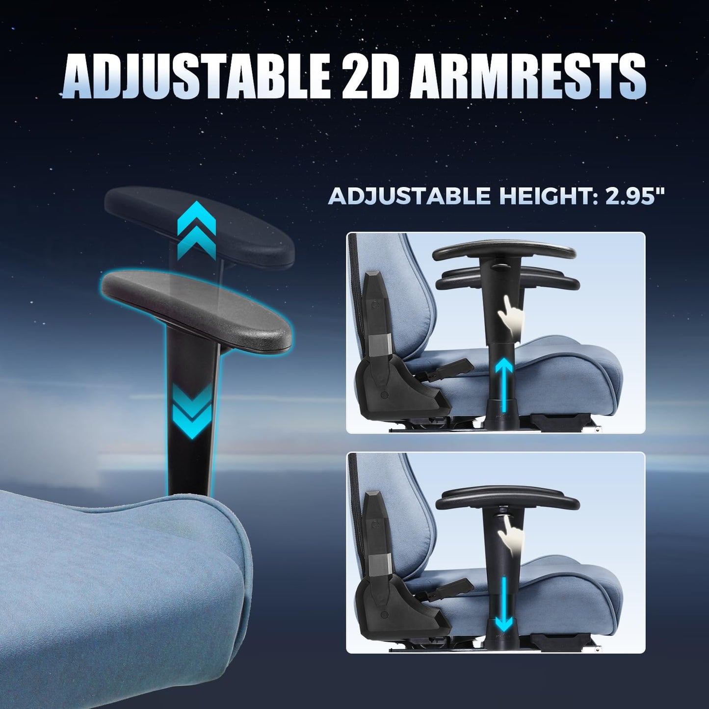 GTRACING Gaming Chair Breathable Fabric, Racing Style Computer Chair for Adult, Adjustable Reclining Backrest and Lumbar Support, Stylish High Back Chair for Gaming and Office (Light Blue)