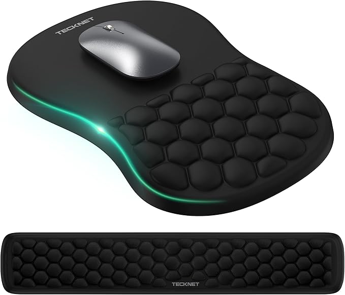 TECKNET Ergonomic Mouse Pad with Wrist Rest,Keyboard Pad and Mousepad with Wrist Support,Massage Design Effectively Reliev...