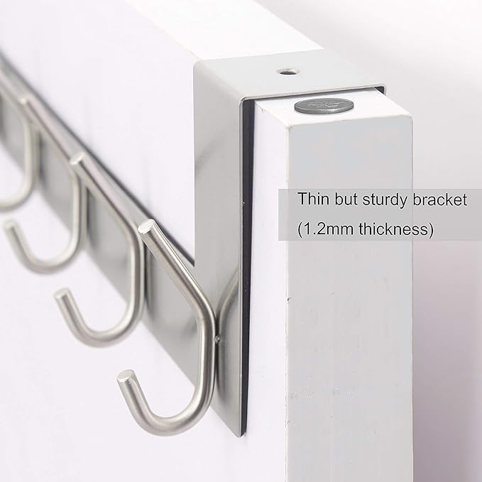 WEBI Over The Door Hook Door Hanger:Over The Door Towel Rack with 6 Coat Hooks for Hanging,Towel Hanger Door Coat Hanger Over Door Coat Rack for Towels,Clothes,Back of Bathroom,Silver,2 Packs