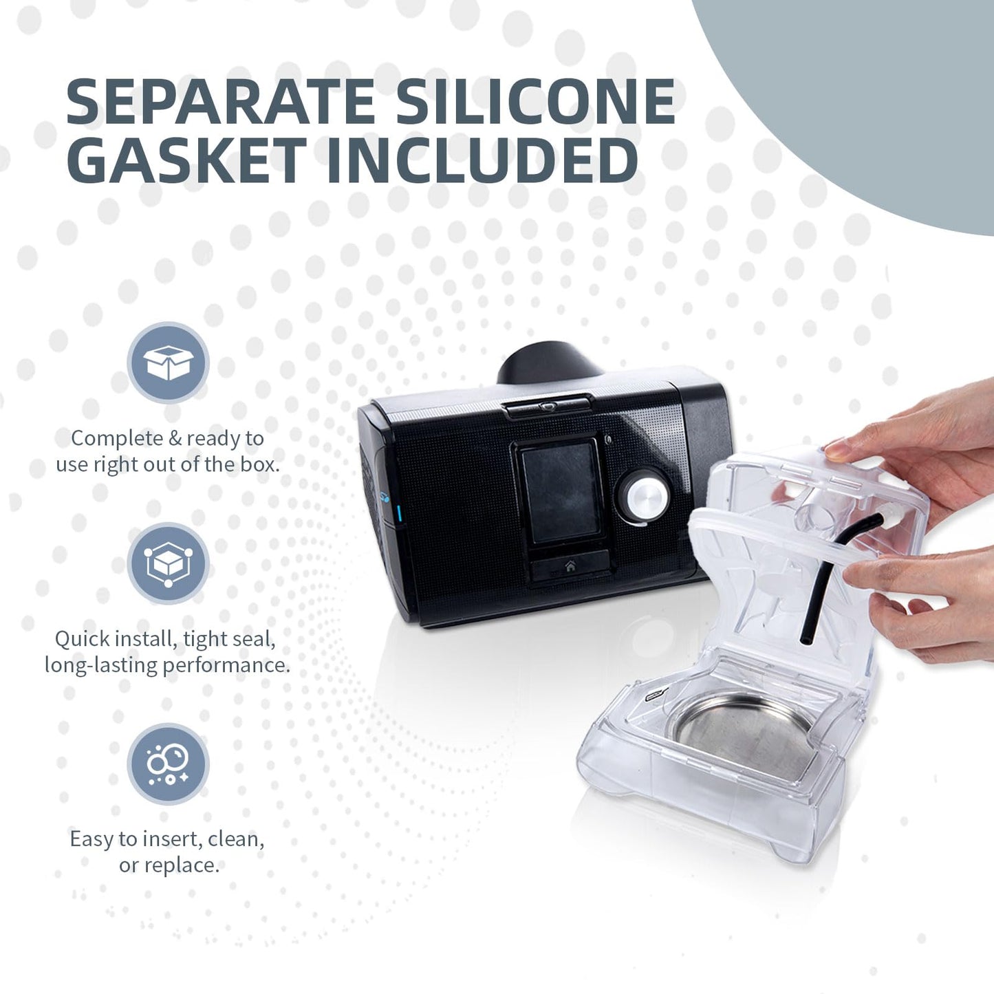 Replacement Tubing Adapter for AirSense 10 & AirCurve 10, with Silicone Gasket & 5 ft Silicone Tubing, Compatible with Cleaner and Sanitizer Machines, FSA/HSA Eligible