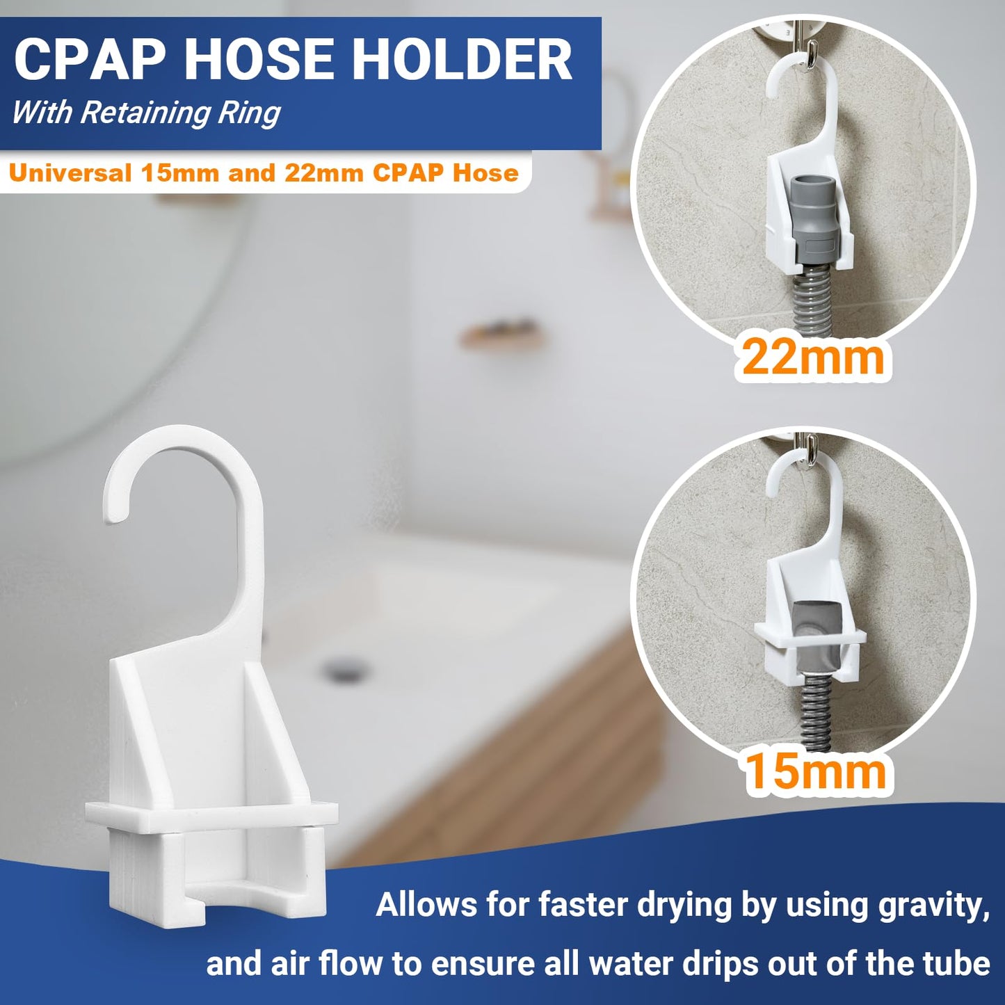 Nexonty 9 Pack CPAP Tube Cleaning Kit, Collapsible Wash Basin, CPAP Hose Holder, CPAP Tube Clips, CPAP Tubing Holder, Tube Cleaning Brush Fits for Standard15-22mm Diameter Tubing with Storage Bag