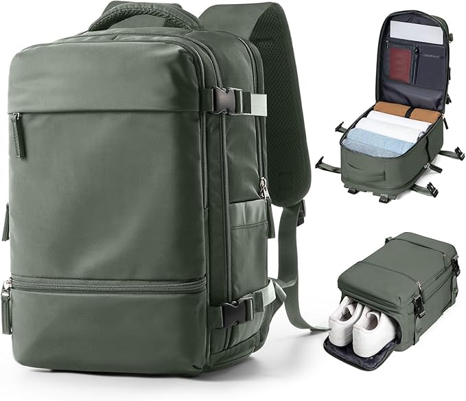 suwasp Travel Backpack Simple Durable Carry On Backpack with Shoe Compartment, Personal Item Travel Bag Flight Approved, W...