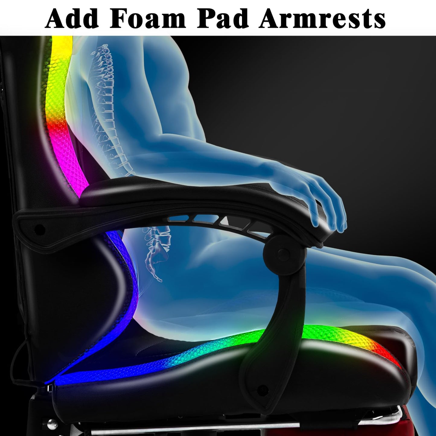 Czlolo Gaming Chair, Racing Style RGB LED Lights Gaming Chairs for Adults and Kids, Lumbar Massager Gamer Chair, High Back Reclining Computer Chair with Footrest and Headrest (Black/Red)