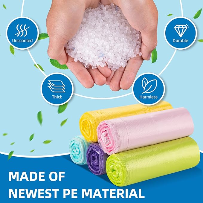 Trash-Bags Kitchen-Bathroom 4 Gallon Small-Garbage Bag - Unscented Multiple Colors With Handle 200 Count Plastic Car Recycling Can Liners Outdoor Yard Office Yard Eco Friendly Strong Acqkunlo