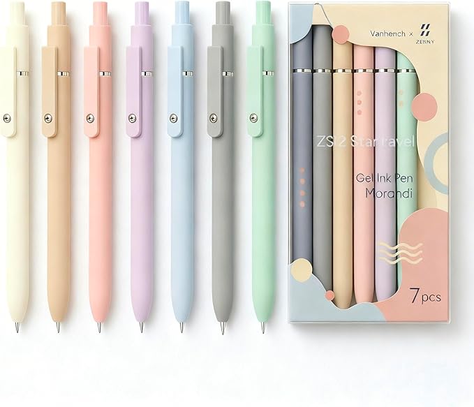 Vanhench 7Pcs 0.5mm Black Ink Gel Pens Fine Point Smooth Writing Quick Dry Pens for Journaling Note Office Desk Nurses Tea...