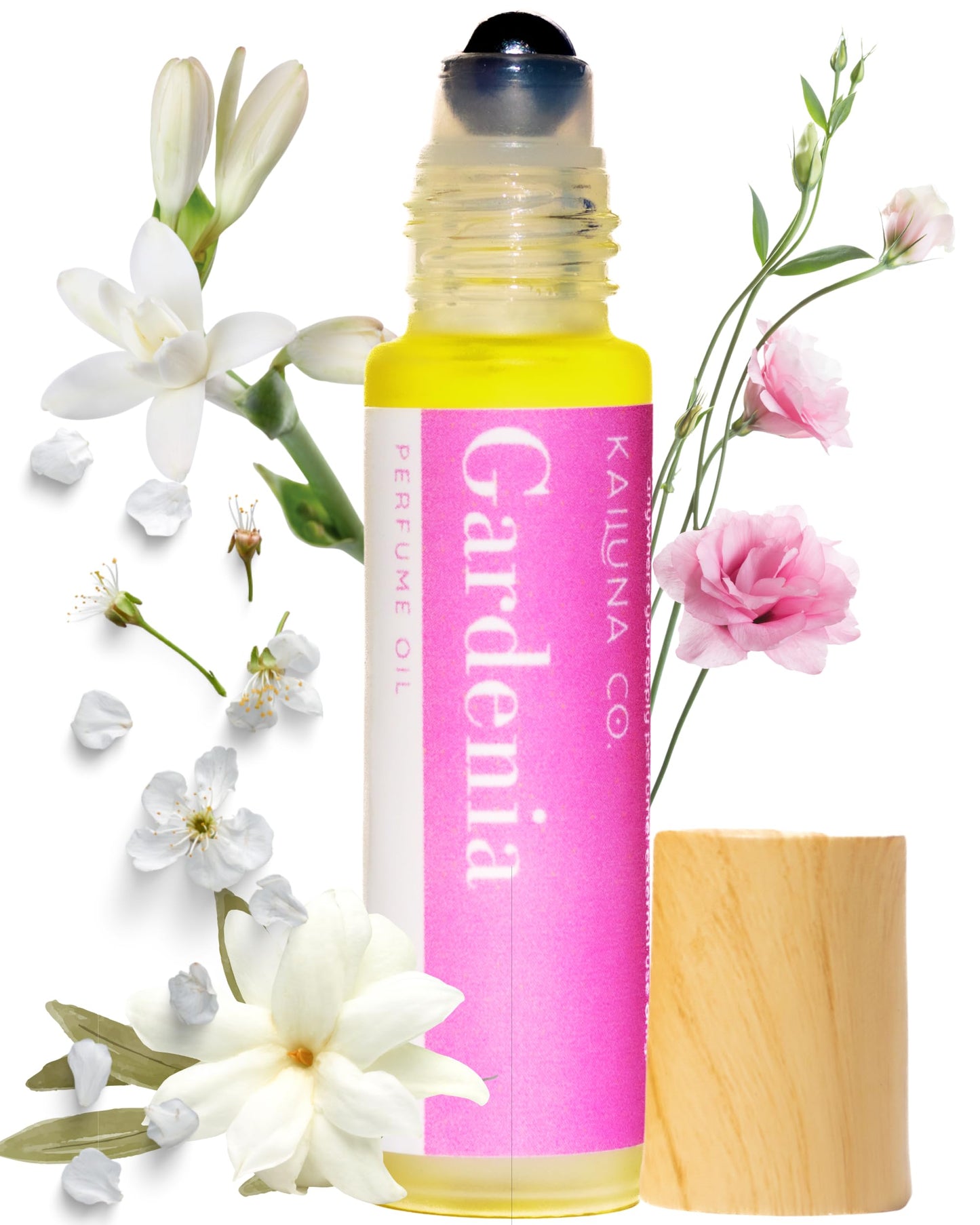 Kailuna Co. Gardenia Delicious Pure Essential and Fragrance Oil Perfume Roll On with Organic Jojoba Oil, Alcohol Free, Small-Batch, Made in California, 0.34 Fl Oz