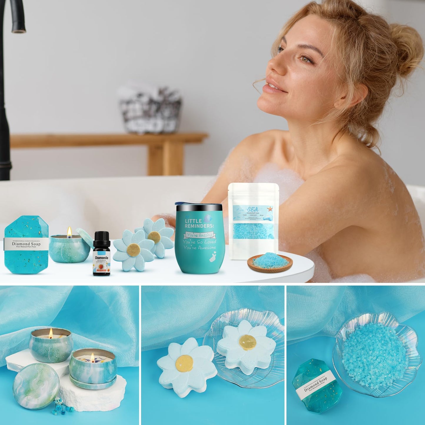 TOPPTIK Birthday Gifts Basket for Women, Relaxtion Spa Set, Self Care Kit for Women, Gifts Boxes for Her, Mother, Wife, Friend, Sister, Girlfriend