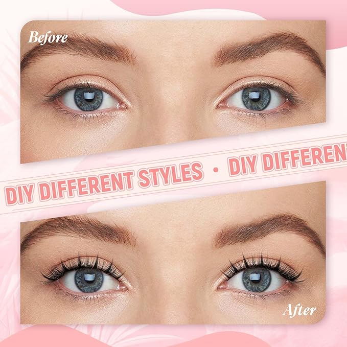 FADLASH Lash Clusters DIY Lash Extensions Fairy Eyelash Clusters Manga Cluster Lashes Individual Lashes Thin Band Cluster Eyelash Extensions Volume (D21)