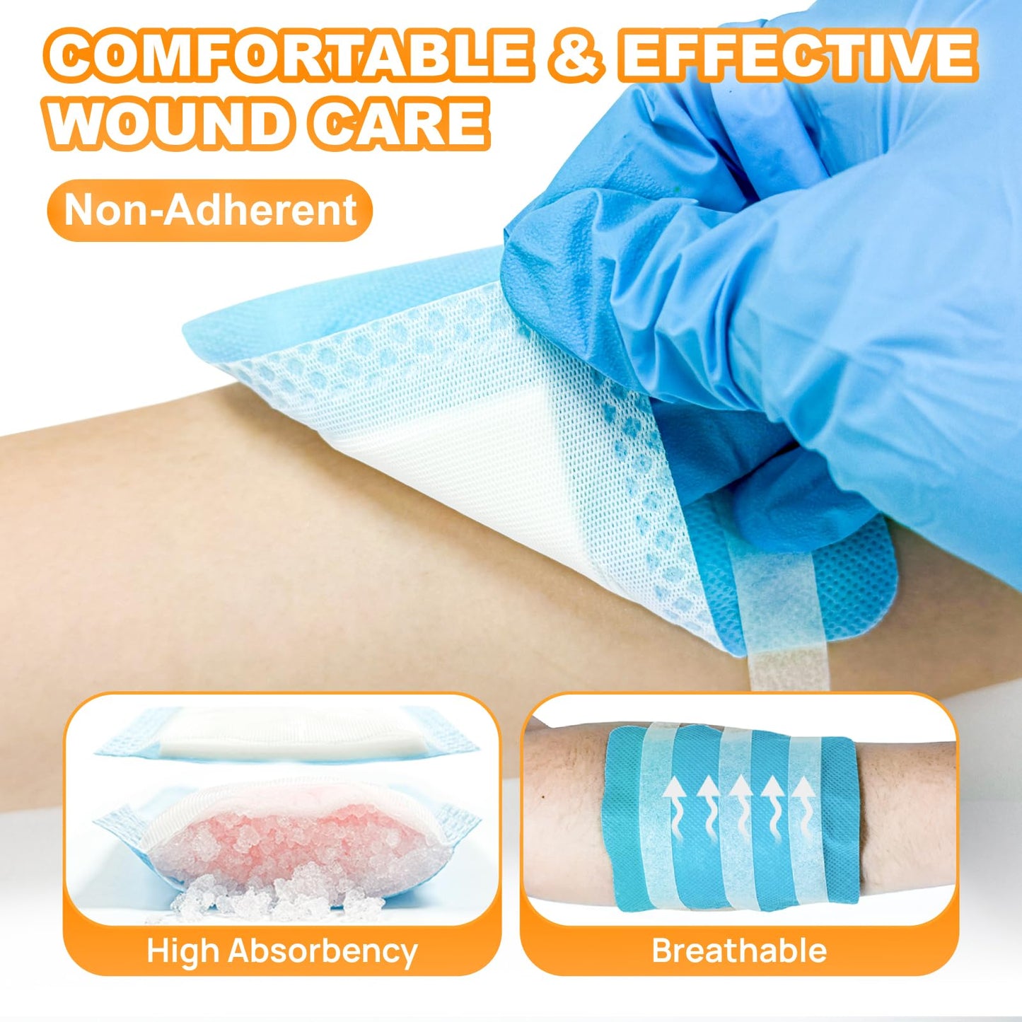 Carbou 4"x 4" Super Absorbent Wound Dressing Pads, 20 Individual Pack, Non Adhesive Absorbent Bandages for Wound Care, Soft Highly Absorbent Dressing, Non Stick Gauze Pads for Wounds