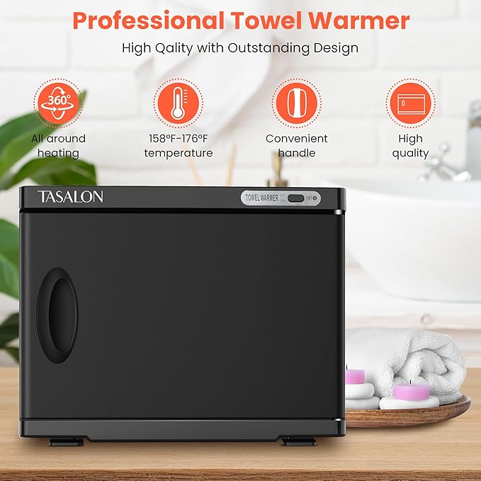 TASALON Professional Hot Towel Warmer Cabinet, 23L Large Capacity, Use for Facial Spa, Hair Beauty, Salon Equipment and Home, Perfect Temperature for Towel Warmer, Fits up to 72 Small Towels - Black