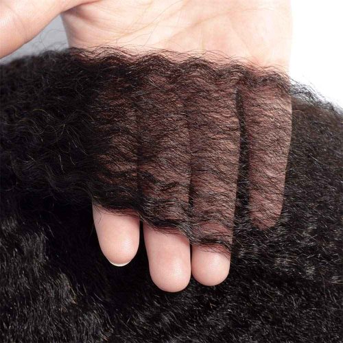 InsQueen Kinky Straight Human Hair Bundles 100% Unprocessed Brazilian Remy Soft Yaki 3 Bundles Human Hair (12 14 16 Inch)