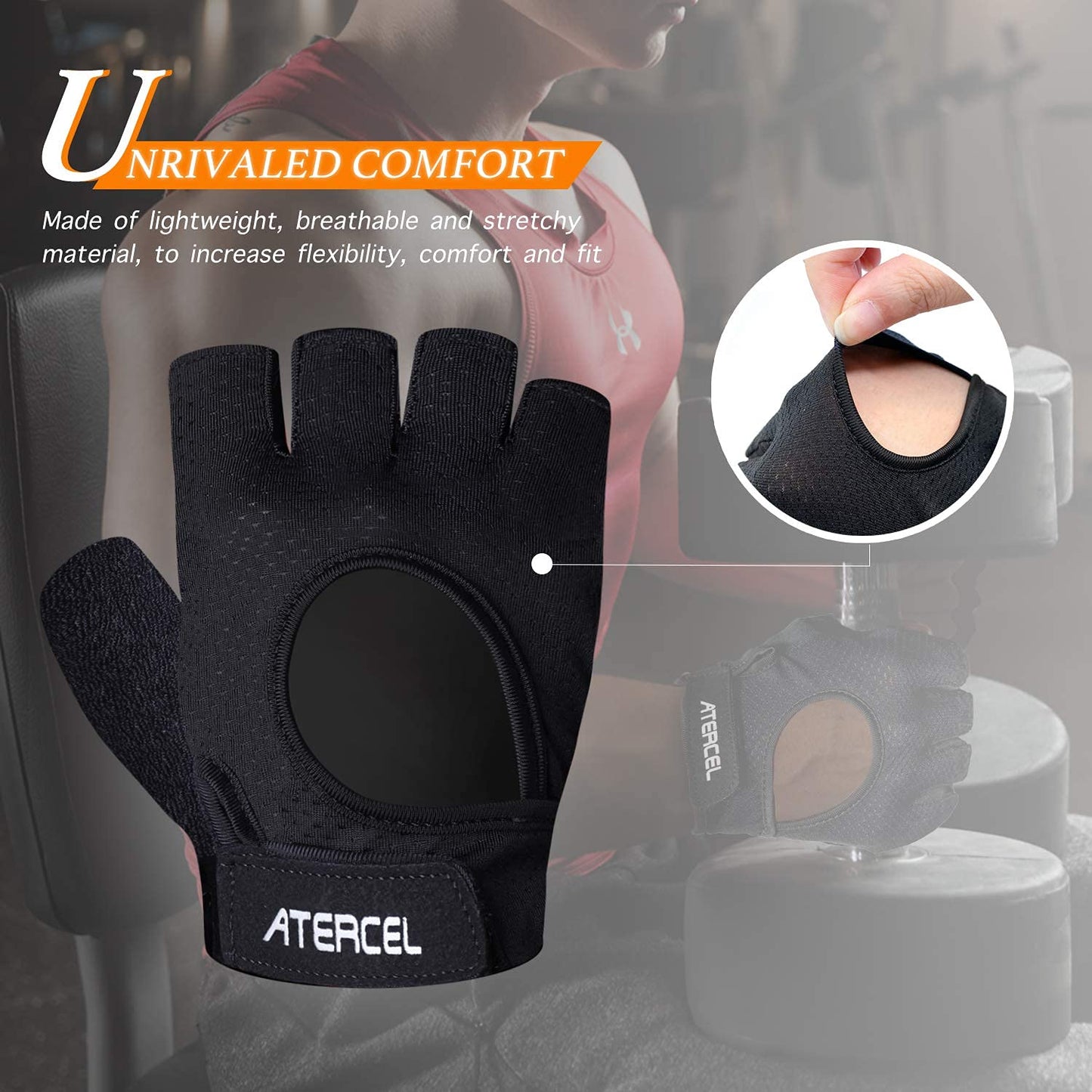 ATERCEL Weight Lifting Gloves Full Palm Protection, Workout Gloves for Gym, Cycling, Exercise, Breathable, Super Lightweight for Men and Women(Black, X-Large)