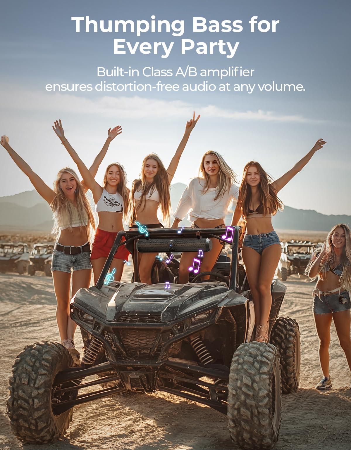KEMIMOTO UTV Sound Bar 28 Inch ATV Soundbar 4X Subwoofers 2X Tweeters Bluetooth Golf Cart Sound Bar Compatible with Polaris RZR Can-Am Defender X3 CFMOTO ZFORCE, for 1.56"- 2.25" Roll Cage