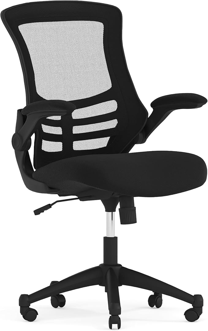 Flash Furniture Kelista Mid-Back Swivel Office Chair with Adjustable Seat Height, Ergonomic Mesh Desk Chair with Flip-Up A...
