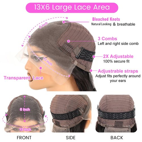 InsQueen Water Wave Lace Front Wigs Human Hair Pre Plucked Bleached Knots Wet and Wavy 13x6 HD Lace Frontal Wigs for Black Women 200% Density Brazilian Remy Human Hair (Water Wave Wig, 24 Inch)