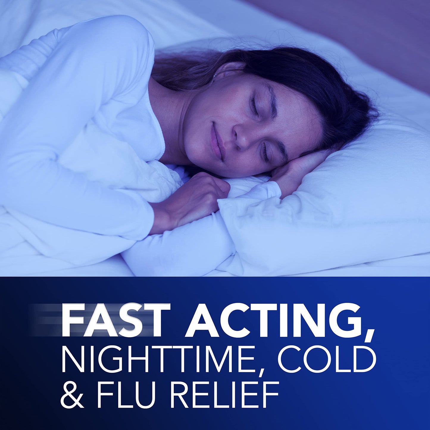 Vicks NyQuil Cold & Flu Relief Over-the-Counter Medicine, Powerful Multi-Symptom Nighttime Relief for Headache, Fever, Sore Throat, Aches, Sneezing, Runny Nose & Cough, 48 LiquiCaps
