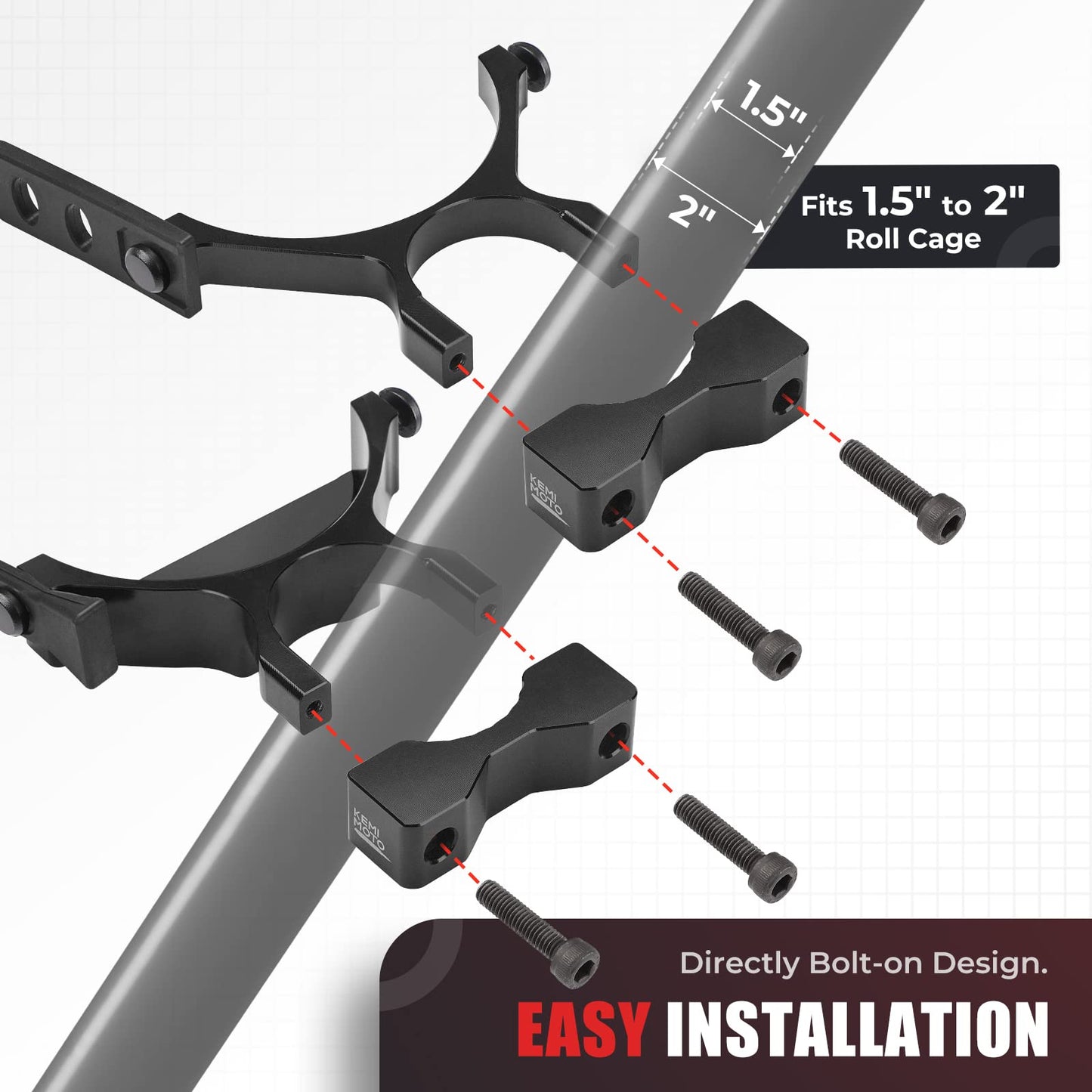 Kemimoto UTV Fire Extinguisher Holder, Adjustable Quick Release Roll Bar Fire Extinguisher Mount compatible with Polaris RZR Can Am X3 compatible with Kawasaki Teryx