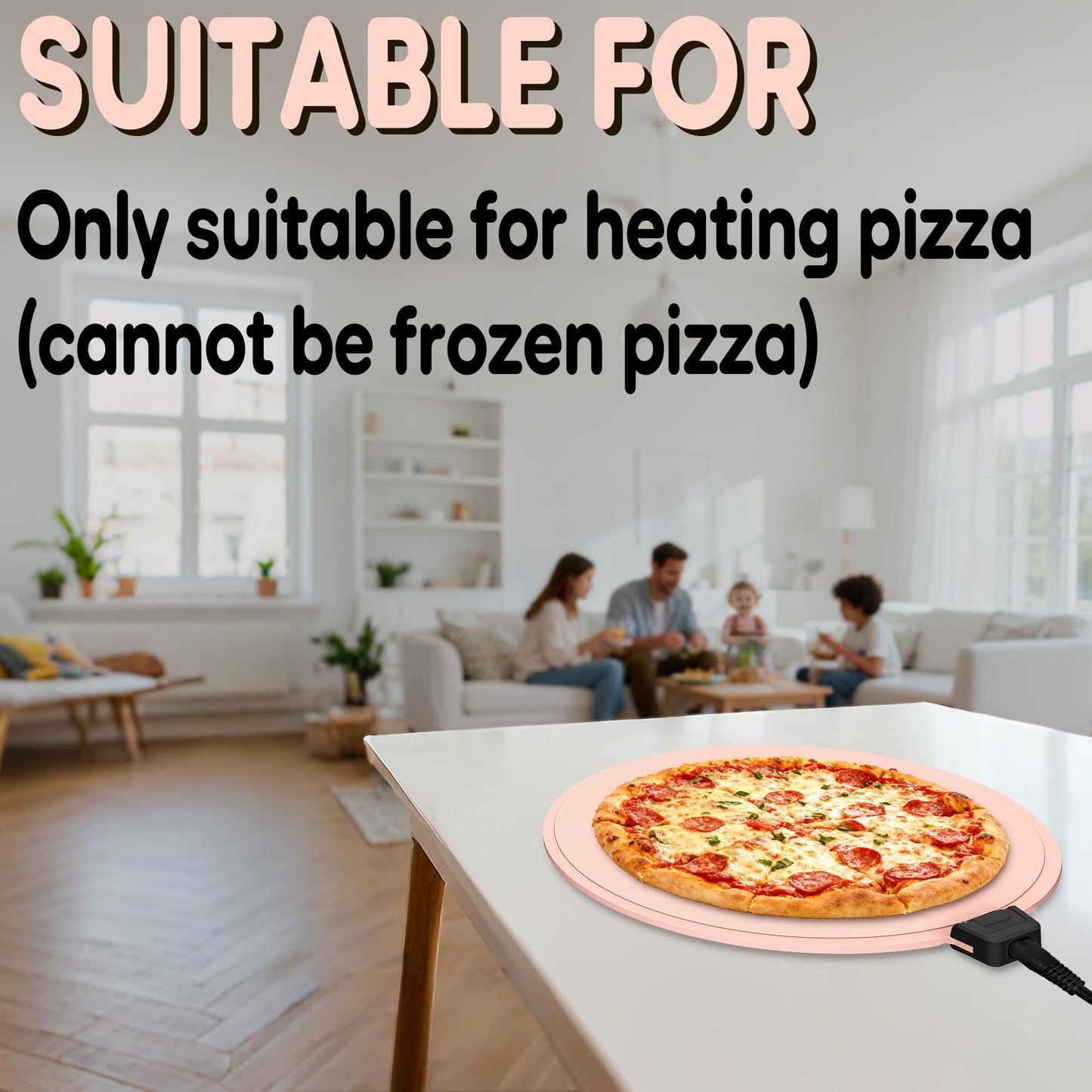 Smilesilk Portable Silicone Pizza Warming Mat - Roll Up Electric Food Heating Pad Tray, Fast Even Heating for Buffet Parties, Foldable Hot Plate Warmer for Home Kitchen Gifts (Pink)