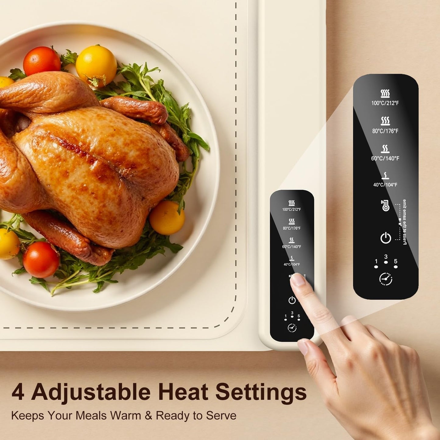 Warming Mat for Food – Electric Warming Tray with 4 Temp Settings & Timer, Portable Rollable Food Warming Mat for Countertop – Ideal Food Warmer for Buffets, Parties, Family Gatherings Use