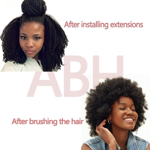ABH AMAZINGBEAUTY HAIR Afro Coily Clip in Hair Extensions Real Human Hair 4B and 4C Double Wefts Remy Coily Clip ins for African Americans 120 Grams 7pcs 17 Clips, #1B Natural Black 16 Inch