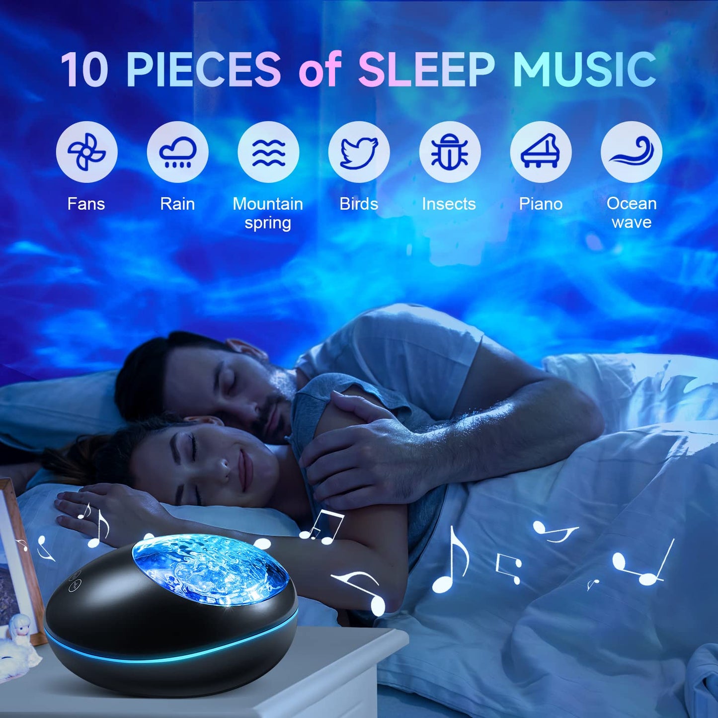 ONEFIRE Galaxy Projector, White Noise Night Light Projector for Bedroom, Bluetooth Music Ceiling Projector Room Lights, Remote Timer Galaxy Light Skyligh,Star Lights Projector for Kids Teen Girl Gifts