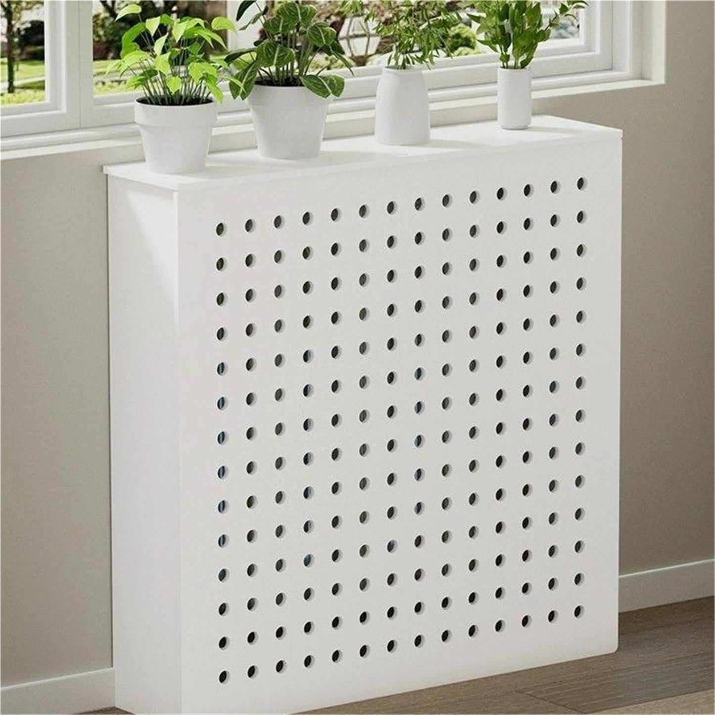 MUCJLHYY Wooden Radiator Covers – Modern Heater Covers for Home, Living Room – PVC Radiator Cabinet with Ventilation, Safety and Storage Rack(60x60cm/23.6x23.6in)