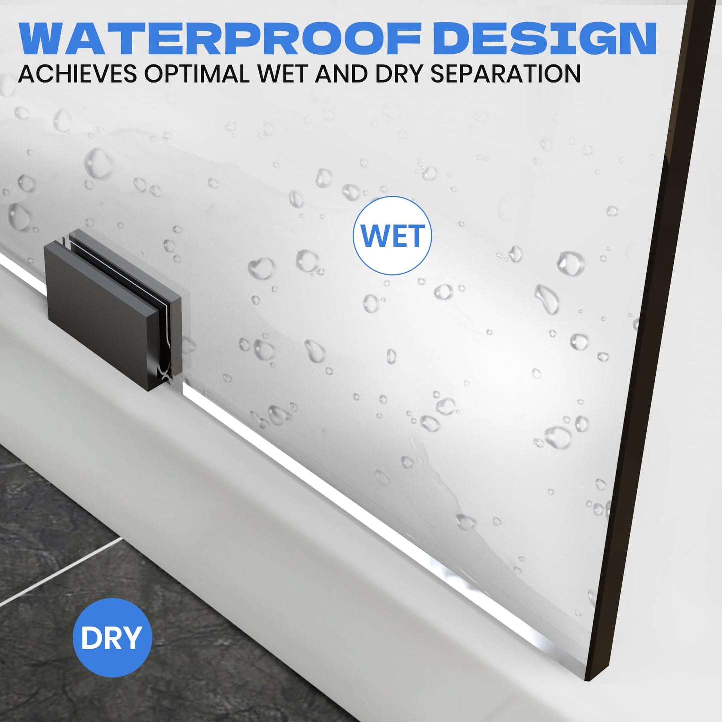 30.5" W x 78.75" H Shower Screen, Fixed Frameless Shower Glass Panel with 3/8"(10mm) SGCC Clear Tempered Glass, Single Shower Door for Bathroom (Matte Black, 30.5" W x 78.75" H)
