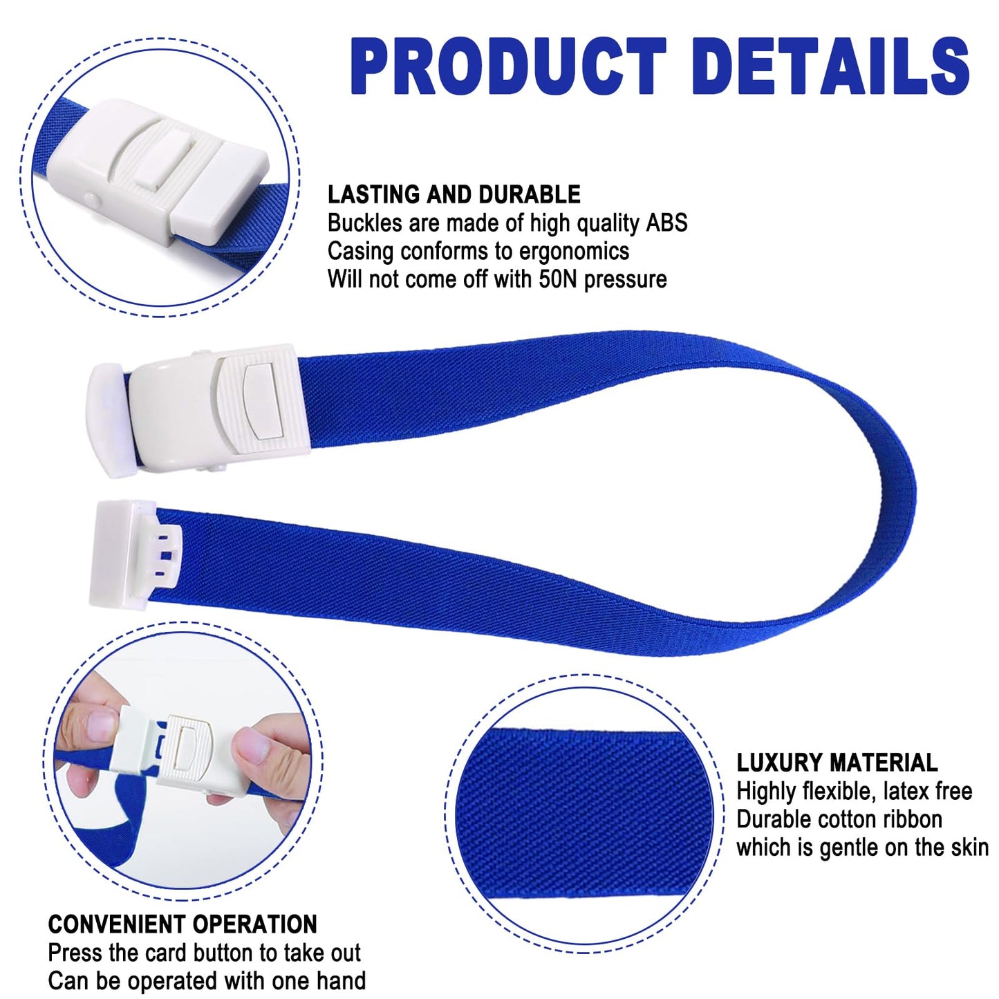 6Pcs Tourniquets, Emergency Tourniquet Buckle Band, Elastic First Aid Tourniquets, Single-Handed Application for Home Outdoor Sport Camping Hiking Emergency (6Pcs-Colorful)