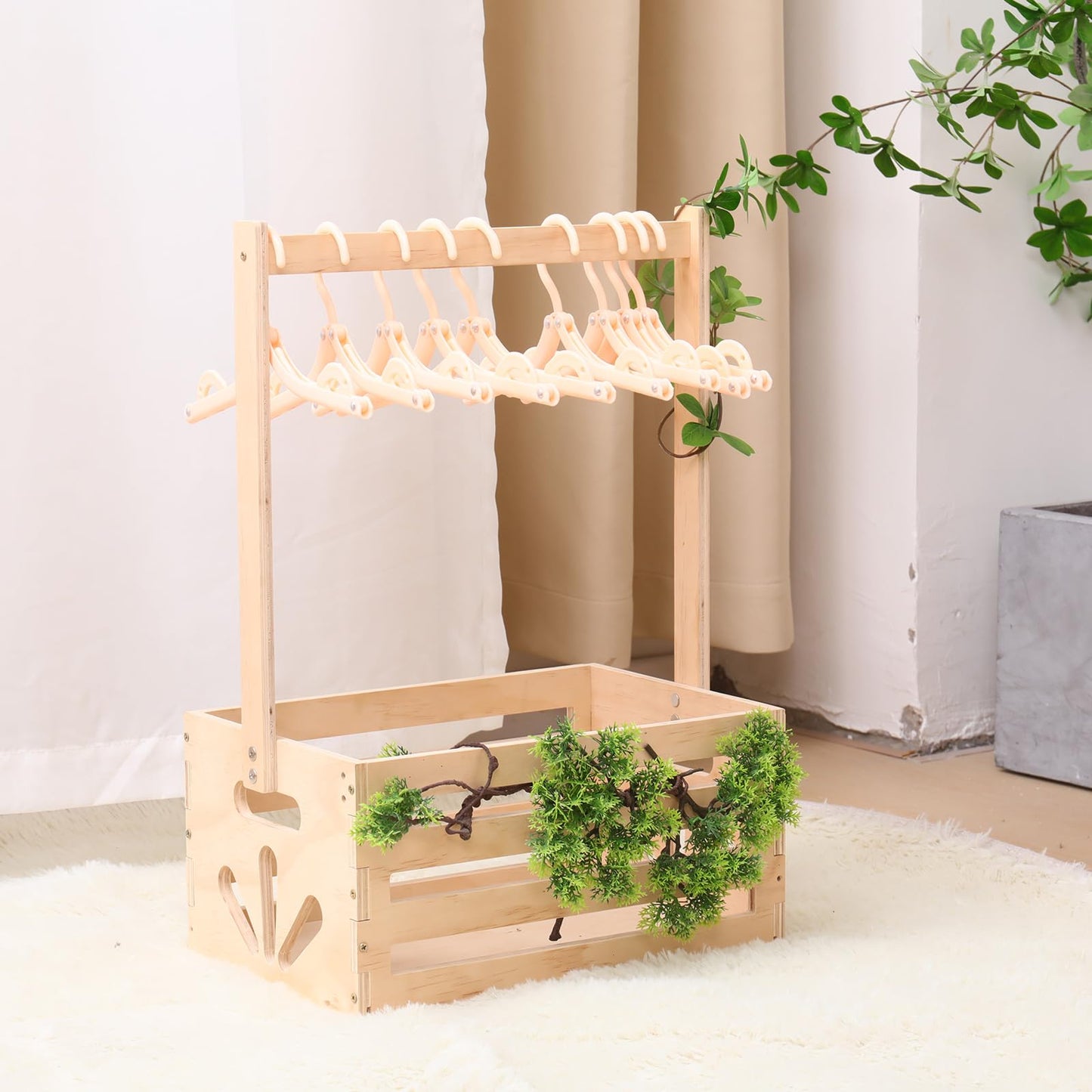 guilai Wooden Baby Shower Crate Closet , Baby Storage nursery Crate Hamper with Handle, Basket for Baby nursery-Excluding hangers