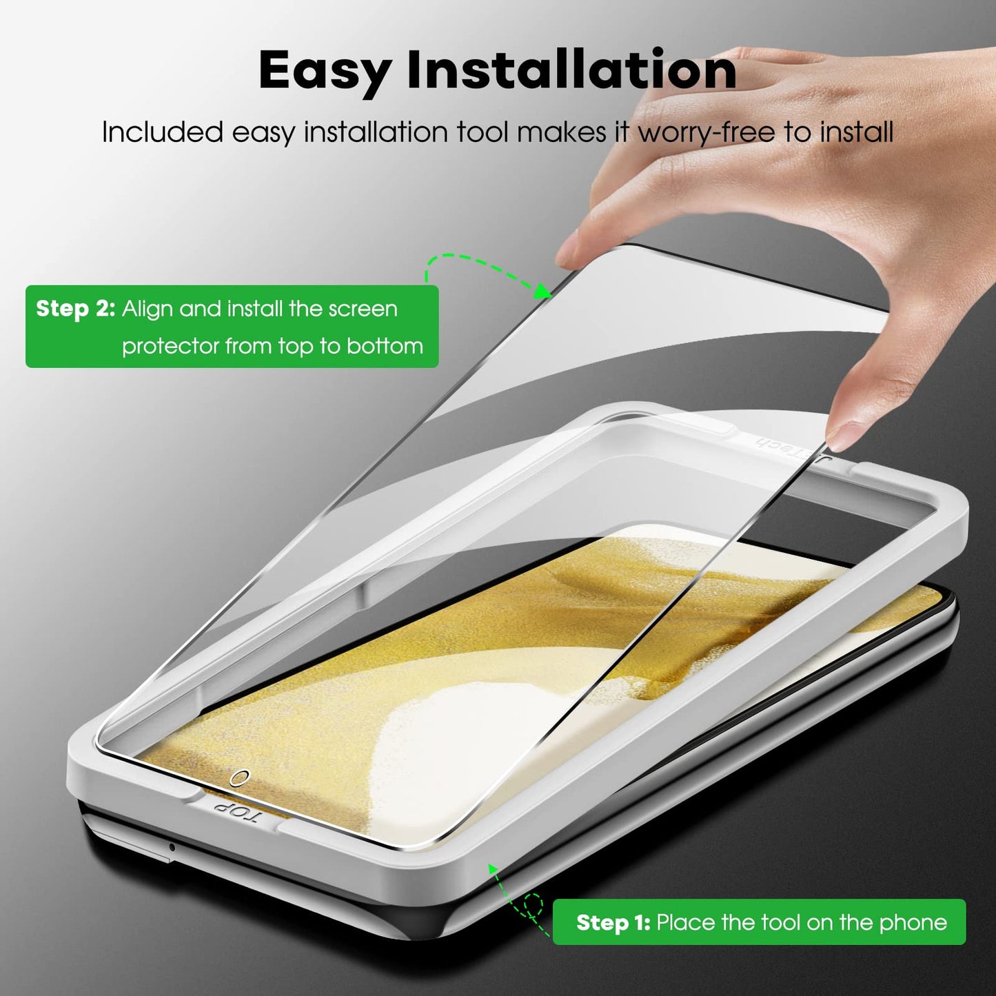 Jetech Screen Protector For Samsung Galaxy S22 5G With Camera Lens Protector, Easy Installation Tool, Tempered Glass Film, Finge