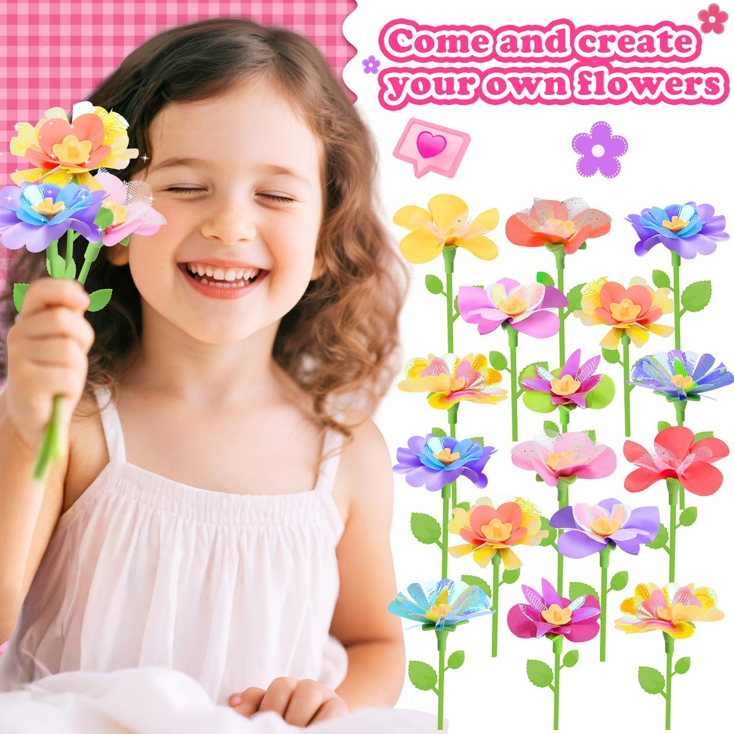 Sumsoltic 36-Piece DIY Fabric Flower Bouquet Accessories Kit - Craft Flower Accessories for Creative Floral Arrangements