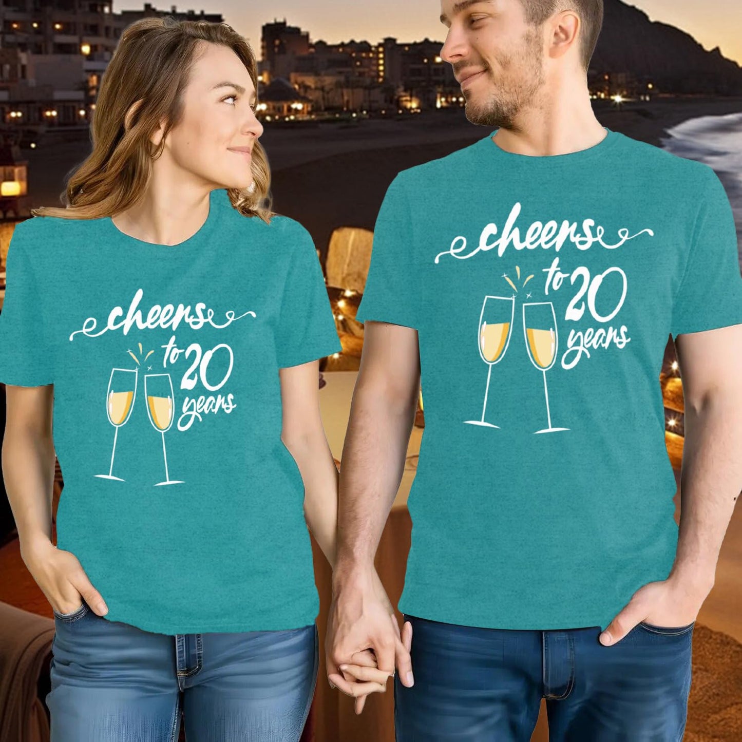 SUWATOIN 20th Wedding Anniversary Matching Couple Shirts | China Wedding Gifts T-Shirt for Him & Her
