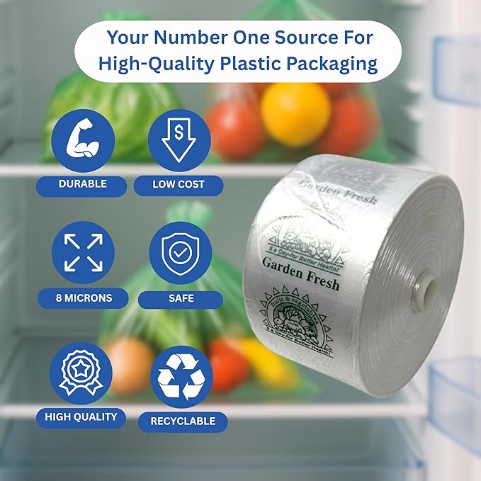 ASSUREPAK Clear Produce Bags Roll - 750 Bags - 15"x20" – for Grocery, Small Business, Reusable Produce Use, Food & Storage Needs, Garden Fresh, Narrow Profile, Kitchen Use