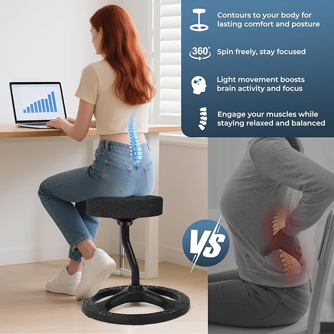 Upaloop ADHD Chair for Kids, Yoga Chairs for Adults, Wobble Stool Active Flexible Seating Desk Chair with Non-Slip Base and Washable Seat Cover for Stability, Balance, Yoga, Office, School, Classroom