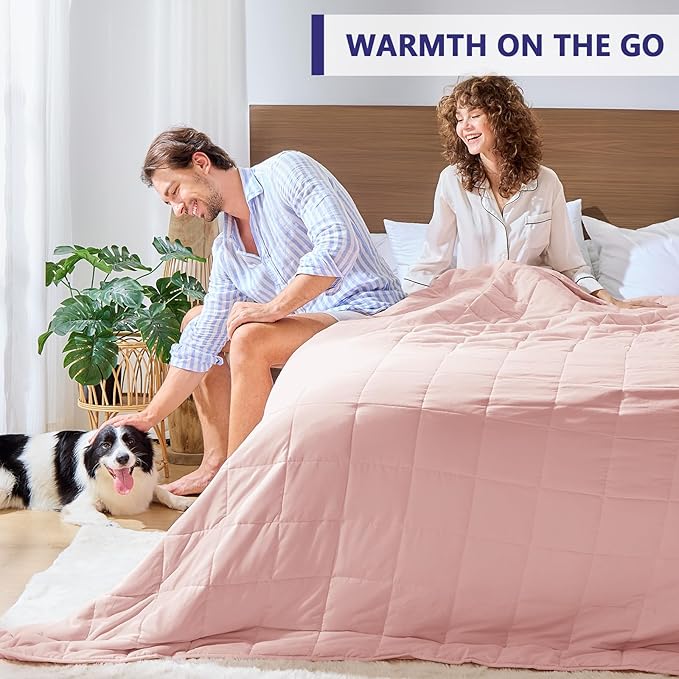 yescool Weighted Blanket for Adults (25 lbs, 88” x 104”, Pink Grey) Cooling Heavy Blanket for Sleeping Perfect for 240-260 lbs, King Size Breathable Blanket with Premium Glass Bead