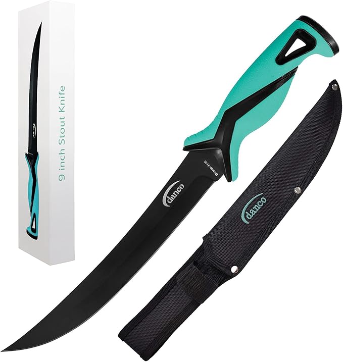 danco Pro Series 9" Stout Knife | Full Tang German G4116 Stainless-Steel Blades with Teflon Coating, Molded Nylon Sheath, ...